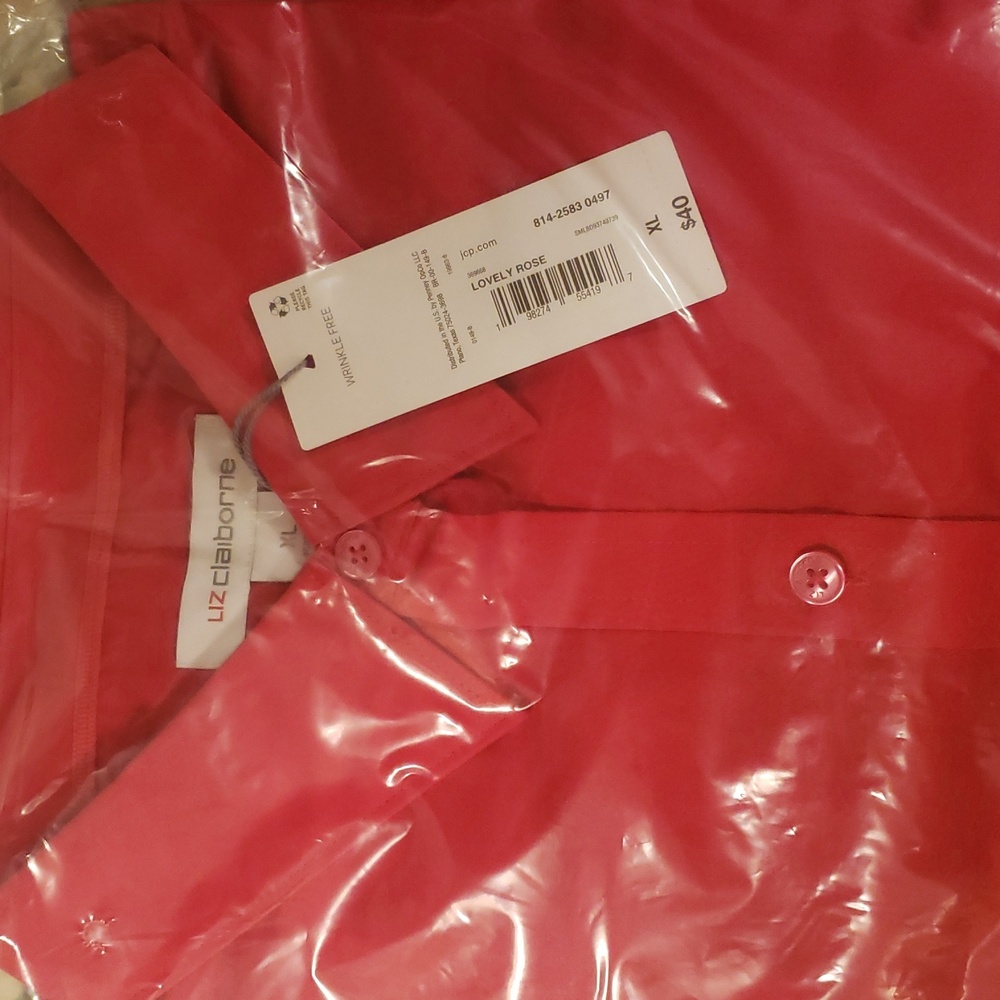 Liz Claiborne women's Rose red Button Down Shirt XL - Picture 2 of 4
